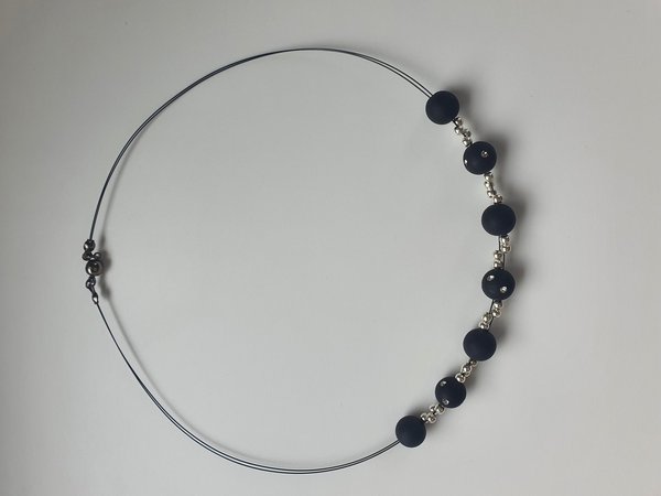 Halskette schwarz/silber Swarovski
