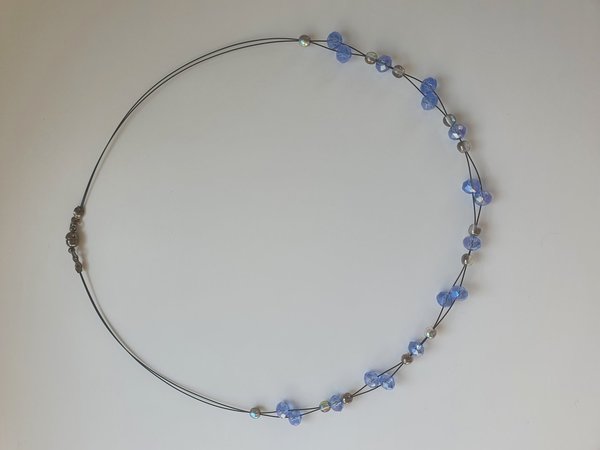 Halskette blau Glitzerperlen