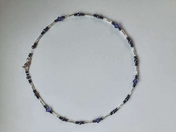 Halskette silber/violett Swarovski